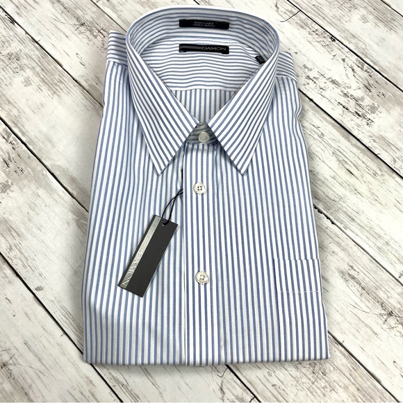 Damon Other - NWT Damon 18.5 White Blue Stripe Formal Dress Shirt Long Sleeve Business Casual